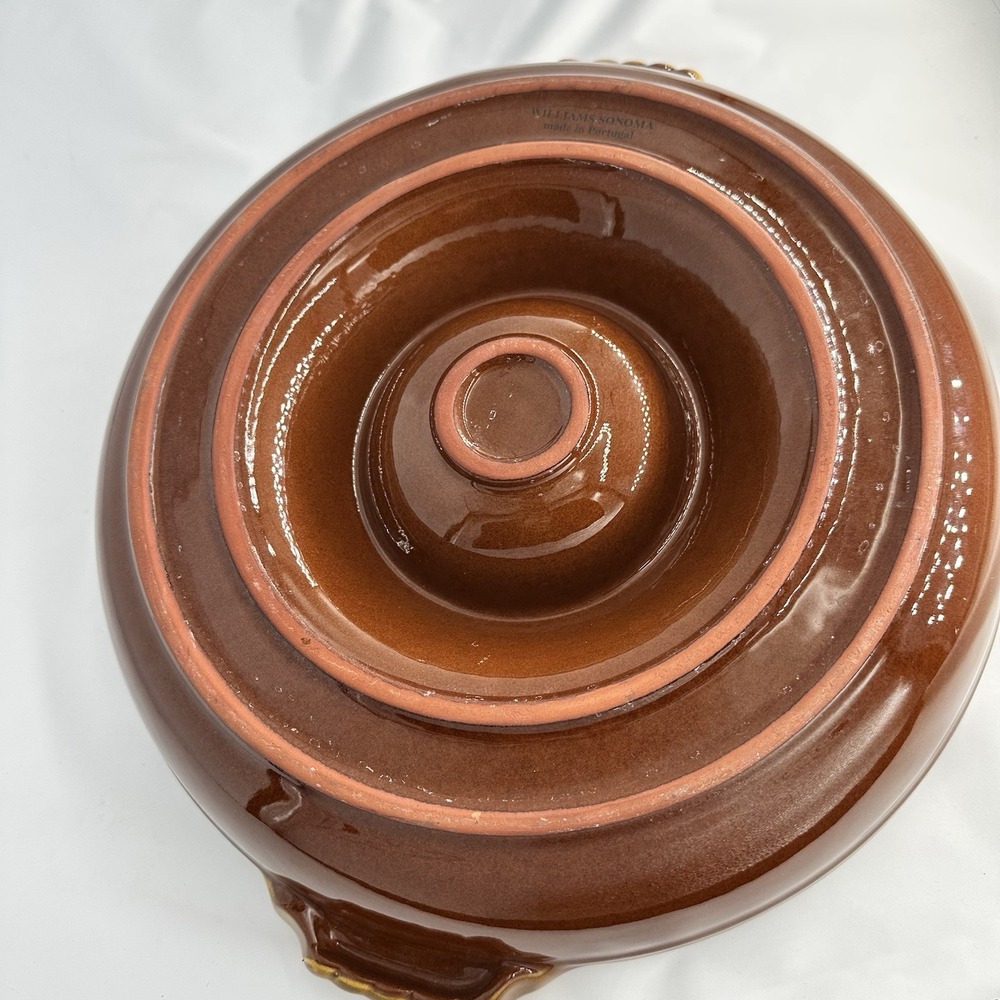 1990's Vintage Williams Sonoma Brown Ceramic Chip and Dip Bowl - Picture 8 of 11
